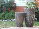 TALL CONE PLANTER, CORAL RUST, SET OF 2- 17.5"X27", 13"X22.5"