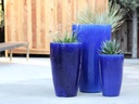 XLG TALL CONE PLANTER, FALLING BLUE, SET OF 3- 22"X38", 17.5"X27", 13"X22.5"