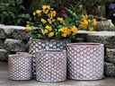 CYLINDER HEXAGON PLANTER, COTTEGE WHITE, SET OF 4- 12.5" X 10.5", 10.5" X 9.5", 9.5" X 8.0", 7.0" X 6.5"