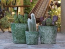 HANDTHROWN PLANTER, AEGEAN GREEN, SET OF 3- 12.5" X 10.5", 10.5" X 8.5", 8.0" X 6.5"