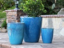 CONE PLANTER, FALLING AQUA, SET OF 3 - 18.5" X 21.0", 13.5" X 16.5", 10.0" X 12.0"