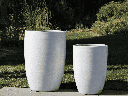 TALL BARREL PLANTERS, WHITE, SET OF 2 - 22"X32.5", 18"X26"