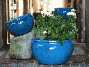 LOW JAR PLANTER, FALLING AQUA, SET OF 3 - 23" X 13", 17" X 10", 13" X 8.5"