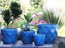 DIAMOND PLANTER, FALLING AQUA, SET OF 4, XLG, ABC, 21.5"X18.0", 17.5"X15.0", 14.0"X12.5", 12.0"X10.0"