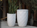 TALL DIAMOND PLANTER, WHITE WHITE, SET OF 2 - 22.0" X 32.5", 18.5" X 25.5"