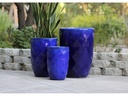MEDIUM HIGH DIAMOND PLANTER, FALLING BLUE, SET OF 3 - 18.0" X 26.0", 14.0" X 20.5", 11.0" X 16.0"