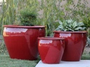 FISH BOWL POTS, LAVISH RED, SET OF 3 - 30.0''X25.0'', 23.0''X21.0'', 17.5''X17.0''