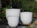 EGG SHELL POTS, WHITE WHITE, SET OF 3 - 17.0" X 15.0", 14.0" X 12.5", 11.5" X 12.0"