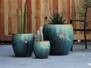 JAM'S PLANTER, CRYSTAL GREEN,  SET OF 3-  20.0" X 22.5", 15.5" X 16.5", 11.0" X 12.0"
