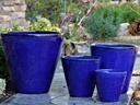 TAPERED CYLINDRICAL PLANTER, FALLING BLUE, SET OF 4 - 19.0" X 19.0", 15.5" X 15.5", 11.5" X 11.5", 9.0" X 9.0"