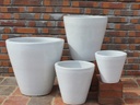 TAPERED CYLINDRICAL PLANTER, WHITE WHITE, SET OF 4 - 19.0" X 19.0", 15.5" X 15.5", 11.5" X 11.5", 9.0" X 9.0"