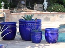 DECOR PLANTER, FALLING BLUE, SET OF 4 - 24.0" X 22.0", 19.0" X 19.0", 15.5" X 15.0", 12.0" X 12.0"