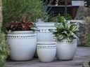 LARGE DECOR PLANTER, WHITE WHITE , SET OF 4- 24"X22"; 19"X19"; 15.5"X15"; 12"X12"