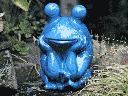 LARGE THINKING FROG, FALLING AQUA 13.0" X 17.0" X 19.0"