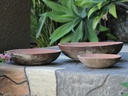 TUSCANSUN BOWL POT, MOSSY RED, 19.5"X5.0", 16.0"X4.0", 11.0"X3.0"