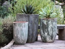MILANO TALL BARREL PLANTER, VERDIGRIS, SET OF 3 - 18.5" X 22.5", 14.5" X 19.5", 11.0" X 17.0"