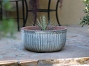 FAUX ZIN CAN LOW PLANTER, GRAPHITE, SET OF 3 - 18.0"X9.0", 14.5"X8.0", 10.5"X5.5