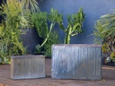 BRUSH COMB MID HEIGHT RECTANGULAR PLANTER, AEGEAN SEA, SET OF 2- 30.0"X11.0"X20.5", 20.0"X8.0"X13.0"