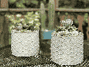TUSCAN VILLAGE HAND THROWN CYLINDER HEXAGON PLANTER, EARTH WHITE, SET OF 4 - 12.5" X 10.5", 10.5" X 9.5", 9.5" X 8.0", 7.0" X 6.5"